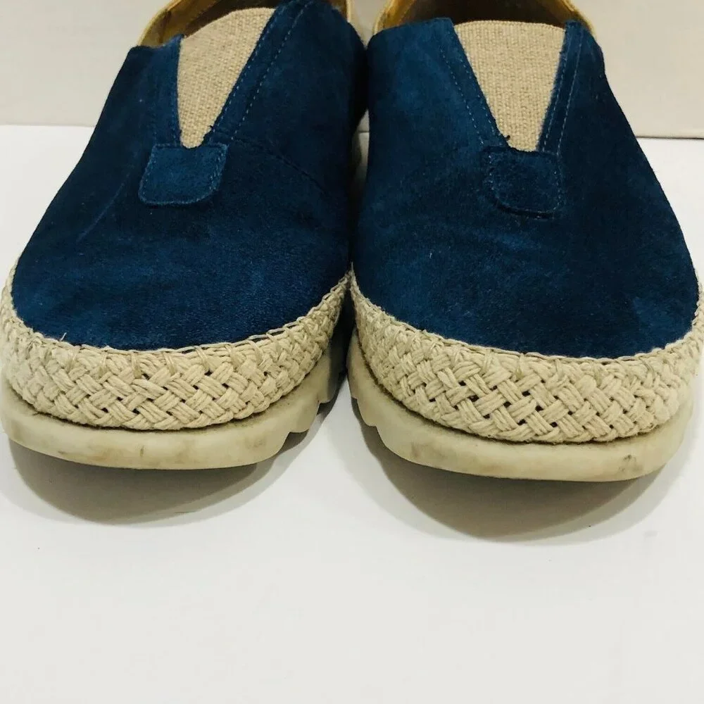The Flexx Slip-On Loafer Flats Women's 39‎ USA 8 Blue Suede Tan Canvas Rope